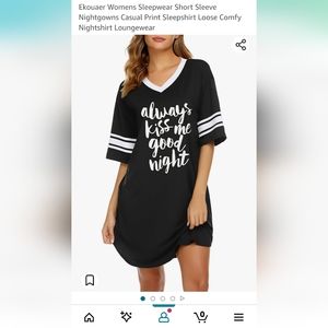 Ekouaer Womens Sleepwear Short Sleeve Nightgown- like new, washed but never worn